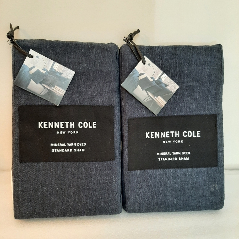 Kenneth Cole New York Mineral Yarn Dyed Linen Blend Standard Shams MidnightBlue